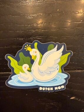 Dutch Bros Swan sticker - White & Blue